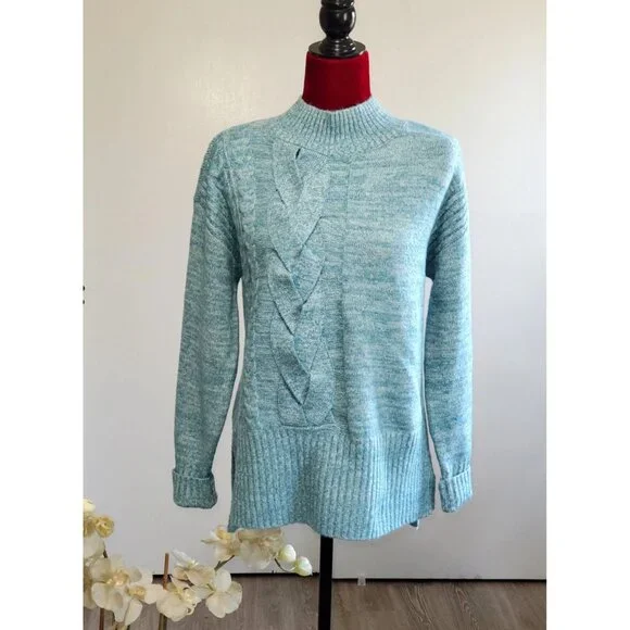 NWT Women's Simply Vera Vera Wang Oversized Asymmetrical Cable Sweater Sz S 1283 - Picture 2 of 9